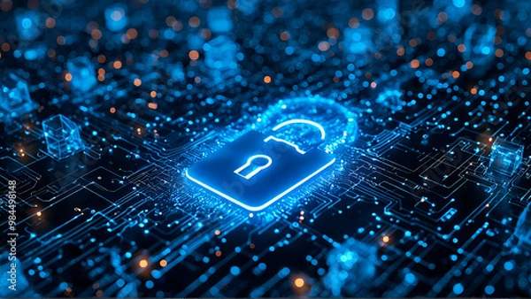 Fototapeta Cyber security and data protection, internet network security, protect business and financial transaction data from cyber attack