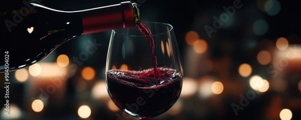 Obraz Red wine is poured into the glass 