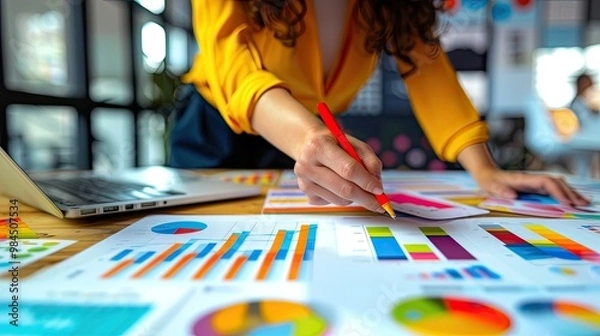 Fototapeta Marketing strategists create comprehensive demographic profiles for niche markets, using data analytics to identify key consumer groups and tailor marketing campaigns.
