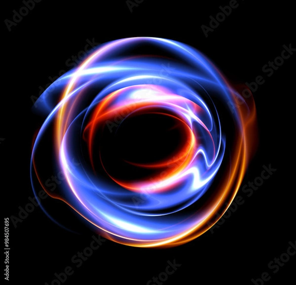 Obraz Vivid abstract background. Beautiful swirl trail effect frame. Mystical portal. Bright sphere lens. Rotating lines. Glow ring. Magic ball. Led spiral. Glint lines. Focus place. Illusory flash