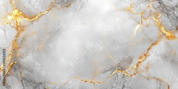 Fototapeta Elegant White Marble with Golden Veins Texture Design
