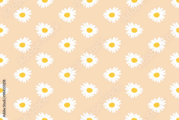 Fototapeta Cute Daisy Flower Pattern Background. Vector Illustration