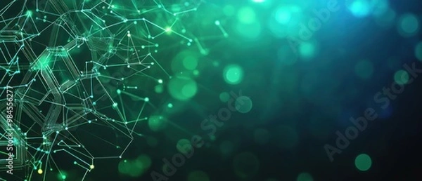 Fototapeta Abstract digital background with interconnected lines and glowing dots.