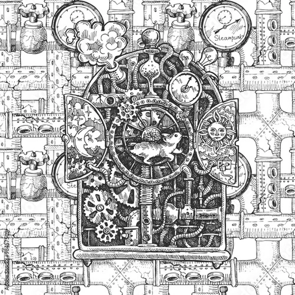 Obraz steampunk mechanism  sketch