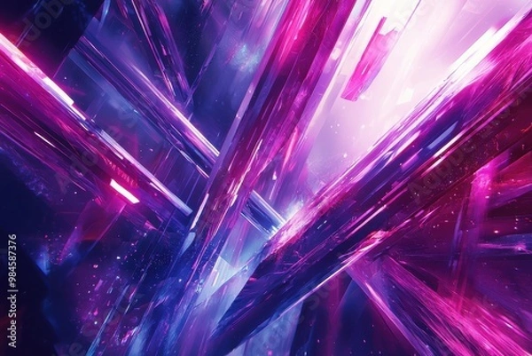 Obraz Vibrant abstract crystal shard explosion in shades of purple and pink