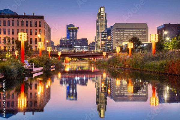 Obraz Omaha, Nebraska, USA. Cityscape image of downtown Omaha, Nebraska at beautiful autumn sunset.