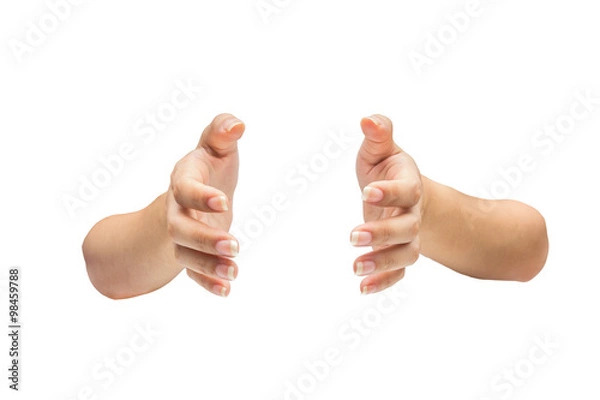 Fototapeta Two hands isolated on white background