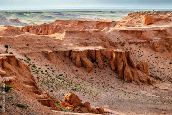 Fototapeta flaming cliffs mongolian nature landscape
