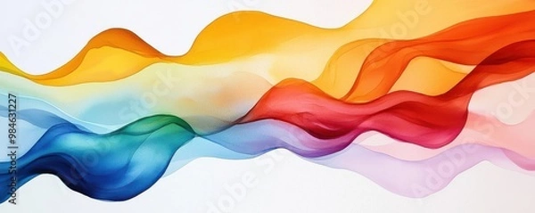 Fototapeta Bold splashes of rainbow hues, fluid motion, expressive energy, watercolor technique