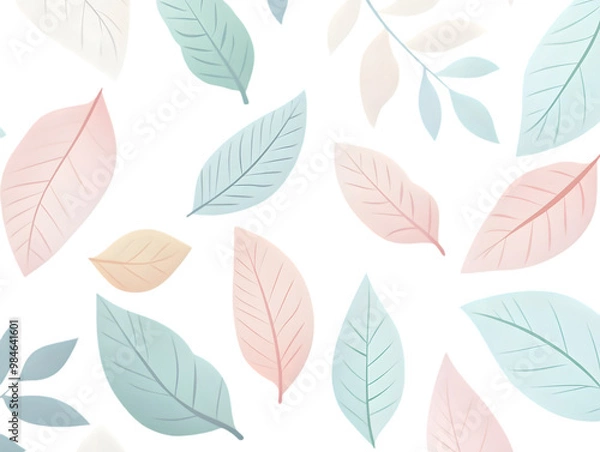 Obraz Seamless Pattern Pastel Watercolor Leaves Background