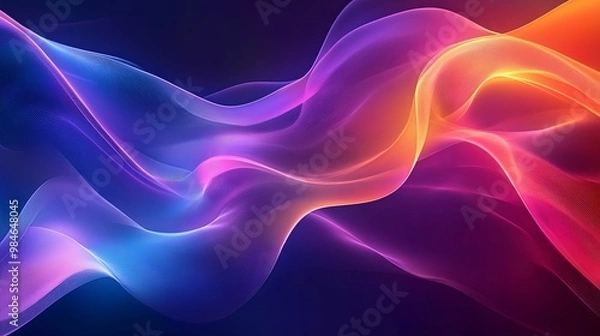 Fototapeta Abstract Colorful Waves with Glowing Lines