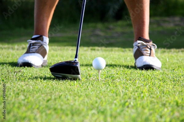 Obraz Golf - Driver mit Golfball auf Tee