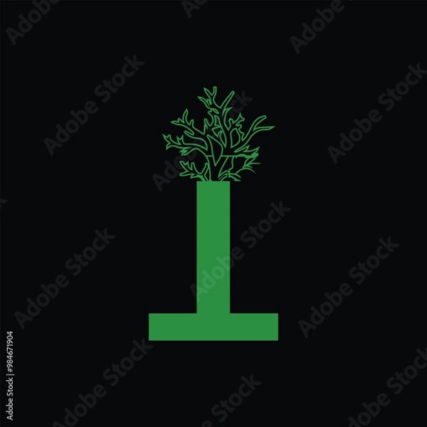 Obraz Letter I Leaf Logo Vector Design