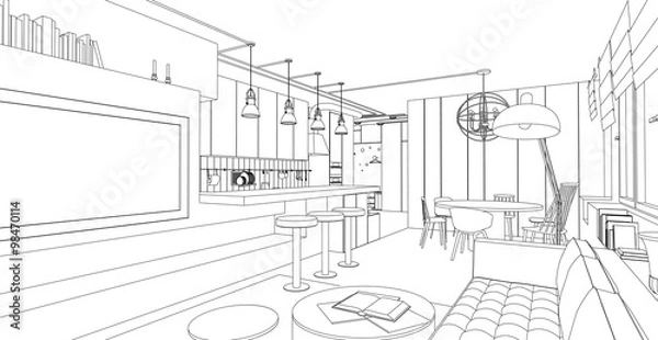 Obraz Interior vector drawing.