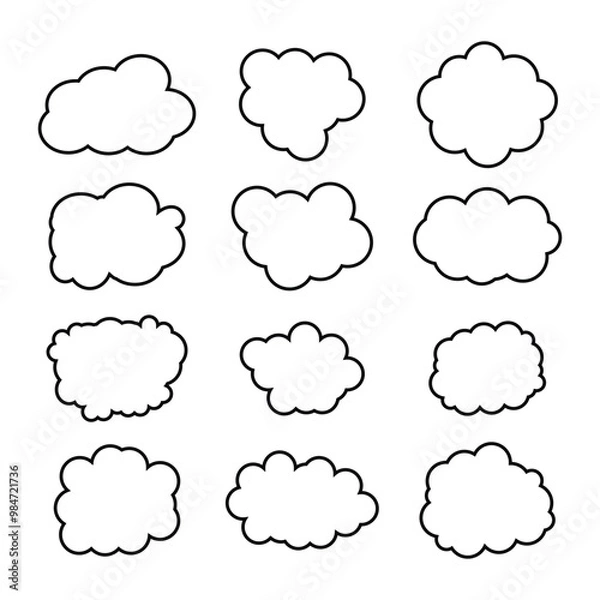 Fototapeta creative cloud shape outline set drawing 