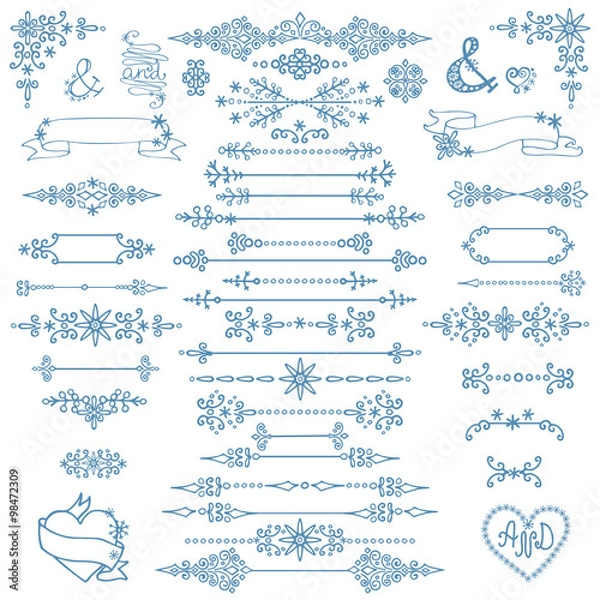 Obraz Christmas,New year decor set.Winter elements,borders