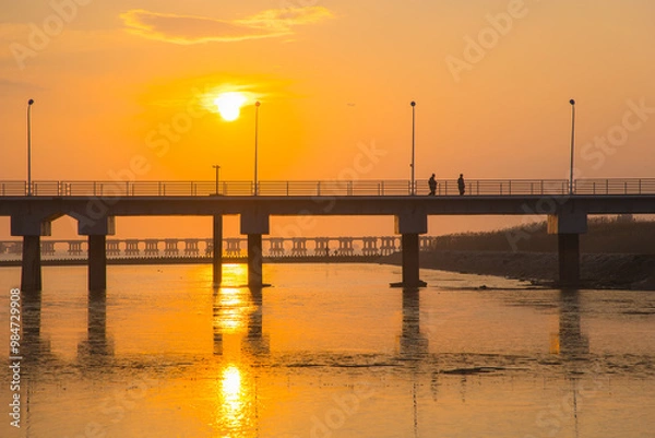 Fototapeta Hengsha Island, Chongming District, Shanghai - Sunset at sea