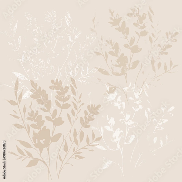 Fototapeta Delicate vector pattern with wild flowers, herbs botanicals