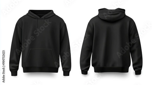 Fototapeta Black sweater template Longsleeve sweatshirt with a clipping path isolated on a white background Ideal for mockups or print design Vector illustration