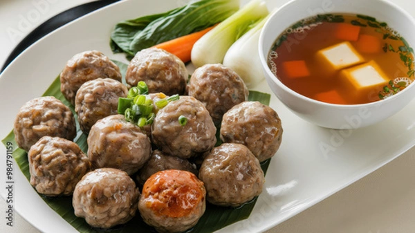 Fototapeta A Bowl Of Bakso Soup