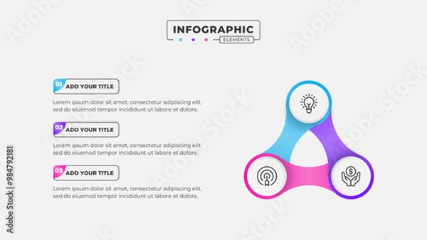 Fototapeta Vector 3 steps business process infographic design template