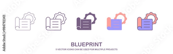 Obraz Action plan concept. Business and marketing, objective, strategy, Plan and implementation. Businessman touching action plan icon on virtual screen for Strategic, a set of icons with 5 different styles