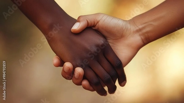 Fototapeta Sexuality and intimacy in relationships, close-up of hands gently intertwined, symbolizing trust and emotional depth