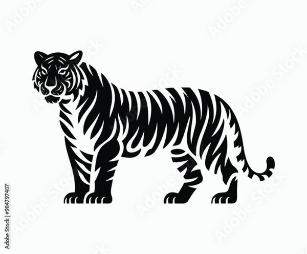Obraz Wild animal tiger silhouette EPS vector isolated illustration template on a white background