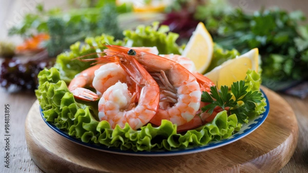 Fototapeta A Plate Of Shrimp