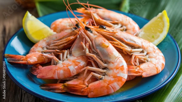 Fototapeta A Plate Of Shrimp
