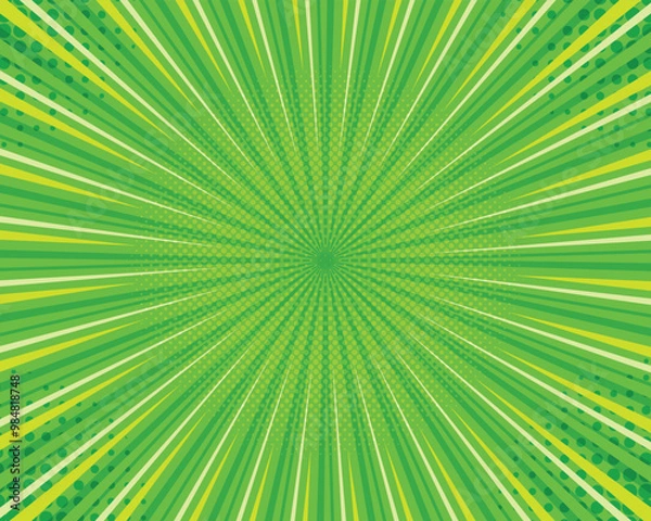 Obraz Abstract radial green stripes comic background