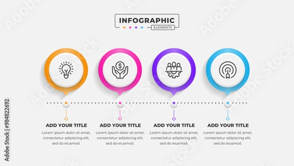 Fototapeta Vector 4 steps business process infographic design template