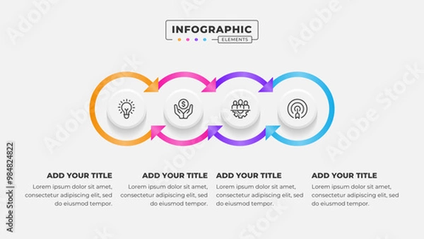 Fototapeta Vector 4 steps business process infographic design template