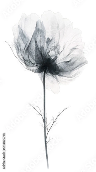 Obraz A beautiful black and white photograph of a flower taken with x-ray photography