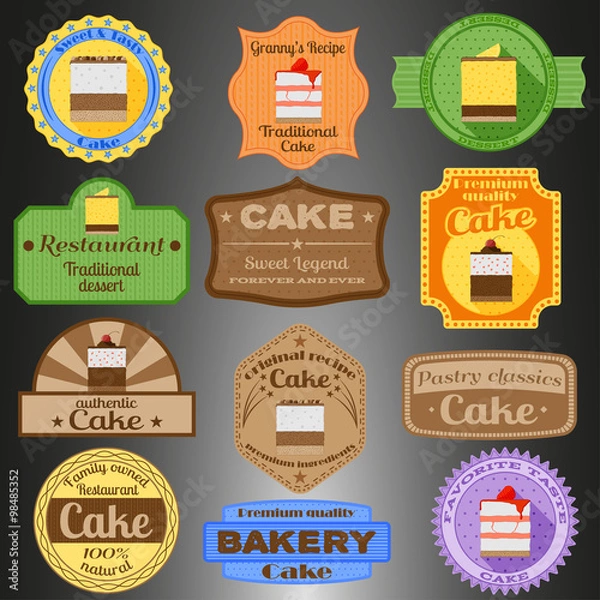 Fototapeta Cakes multiple styles badges set