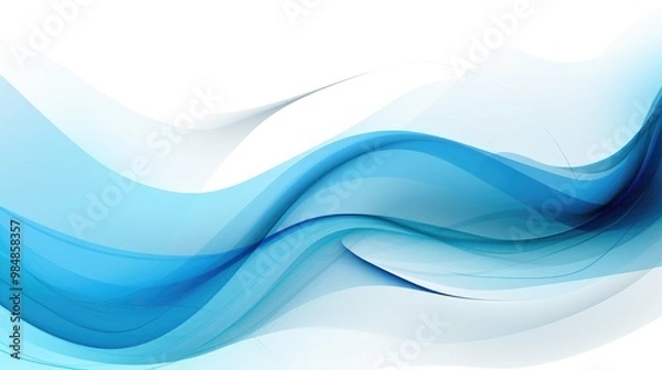 Obraz Abstract blue wave design on white background.
