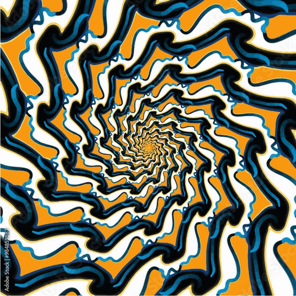 Fototapeta Undulating Orange Blue White Vortex, spiral, Vector, Graphic Tile