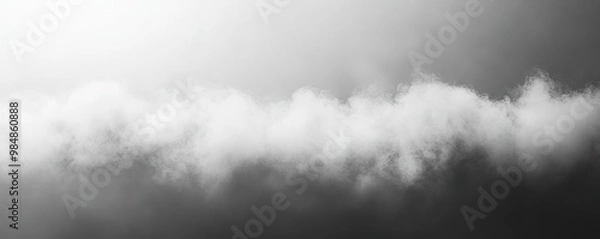 Fototapeta A minimalist black and white image of soft, fluffy clouds against a gradient background, evoking calm and serenity.