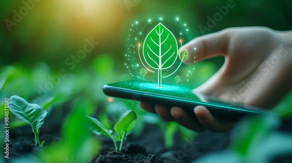 Fototapeta Smart Agriculture with Blockchain Technology