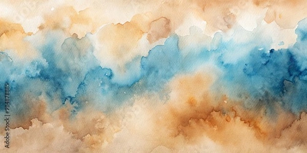 Obraz Abstract Watercolor Sky in Blue and Brown Tones, Watercolor, Abstract, Sky