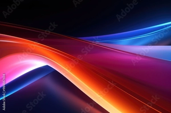 Fototapeta Abstract background with vibrant, glowing, colored, curved lines.