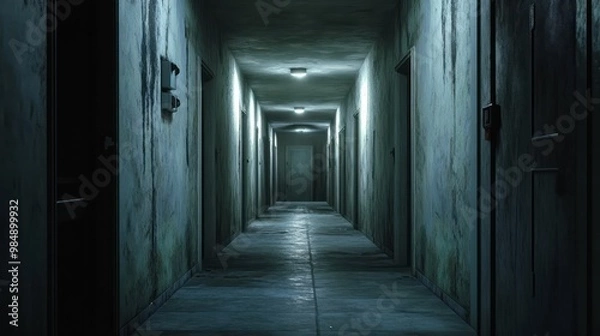 Obraz Horror hallway with little lighting background