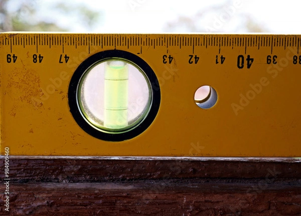 Fototapeta Close-up detail of yellow measuring ruler