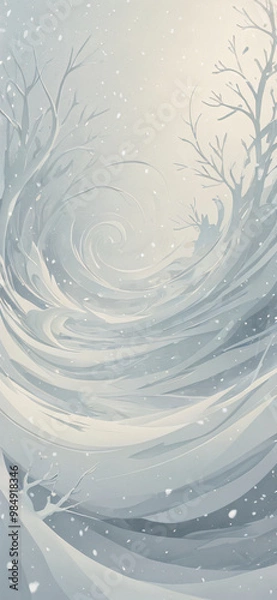 Fototapeta Abstract snowstorm, phone wallpaper, phone background