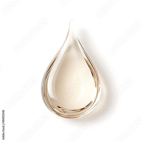 Obraz Gel serum texture. Clear cosmetic cream drop. Liquid skincare product swatch isolated on white background. Generative Ai