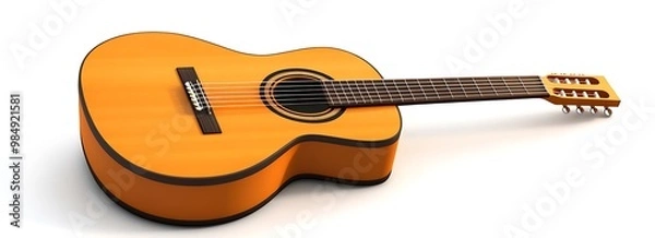 Obraz Guitar classic isolated on white background. Angled view. Musical instrument concept. Generative Ai