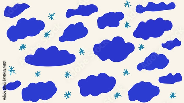 Fototapeta blue clouds flat vector set 