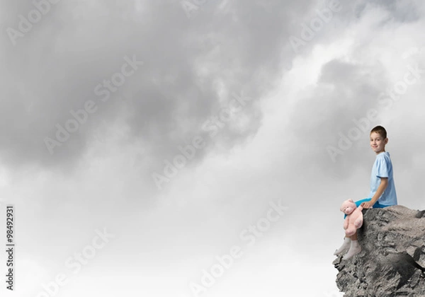 Obraz Boy with bear toy