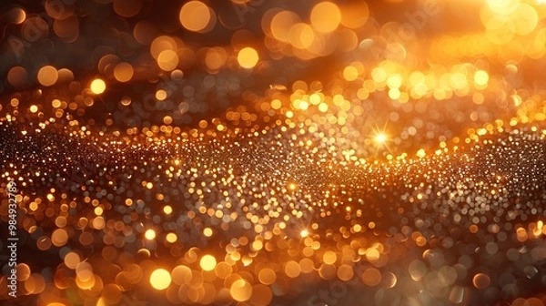 Fototapeta Shimmering sequin texture gold with light reflecting off small metallic discs creating a glamorous and sparkling surface perfect for fashion or festivethemed designs