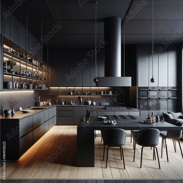 Obraz modern black kitchen